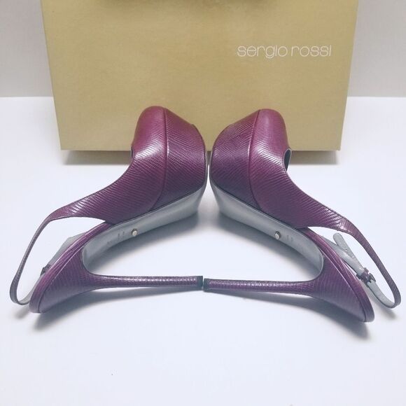 Sergio Rossi Peep-toe Slingback 36.5 Platform Heels Pumps - Picture 5 of 9